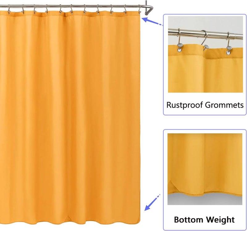 LLSCL Orange Yellow Fabric Shower Curtain Liner with Magnets, Waterproof Hotel Quality, 72 x 72 Machine Washable - Image 2